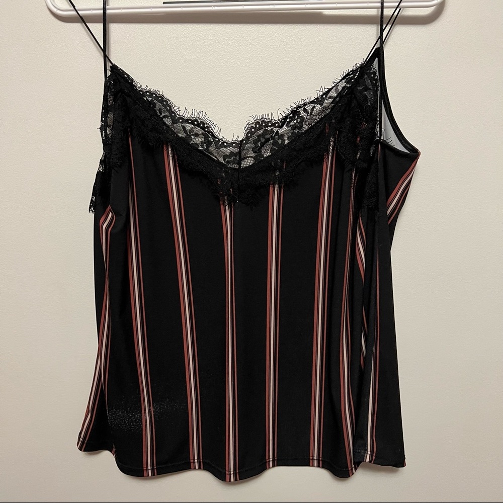 Womens cami large lace and pin stripe